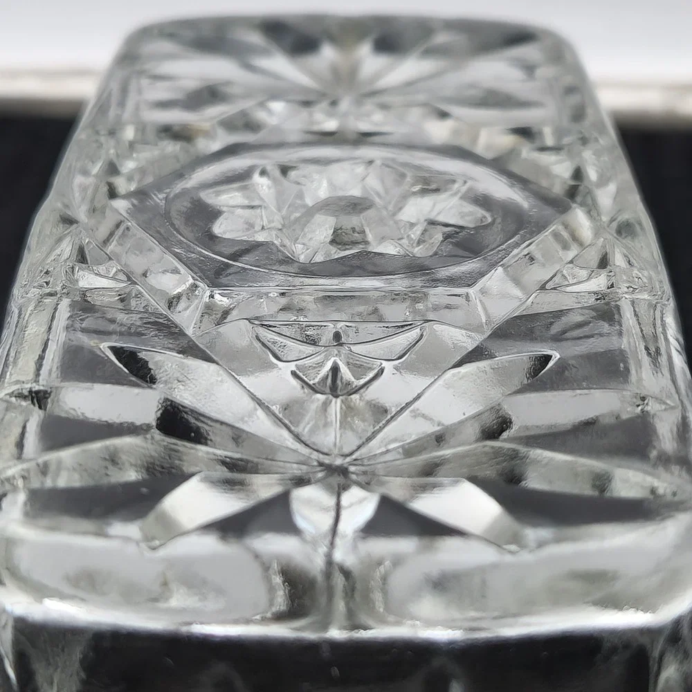 Anchor Hocking Butter Dish Heavy Clear Glass Starburst Pattern with Lid Vintage